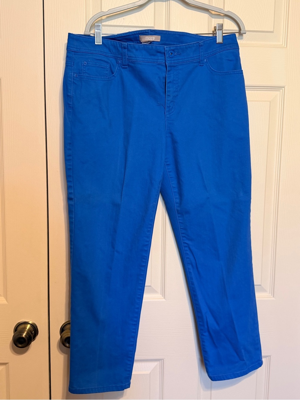Chico’s Cobalt Blue Women's Stretch Jeans Anke Length Large (Chico’s size 2)